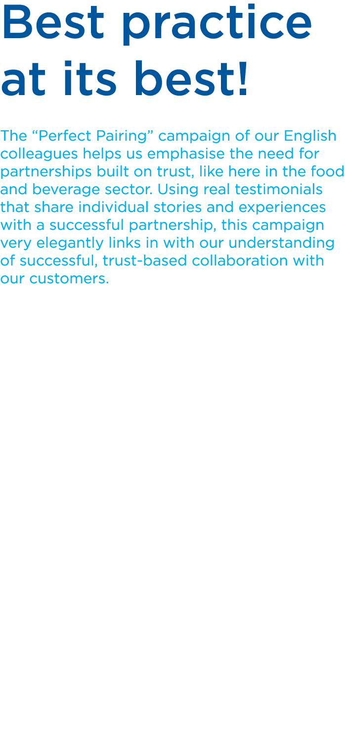 Best practice at its best! The “Perfect Pairing” campaign of our English colleagues helps us emphasise the need for p...